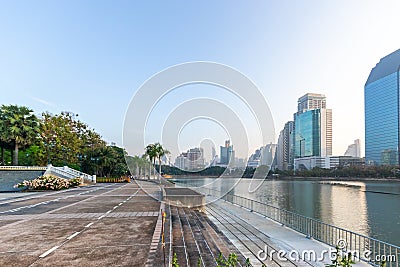 The Benjakitti Park Overlooks the Building Stock Photo