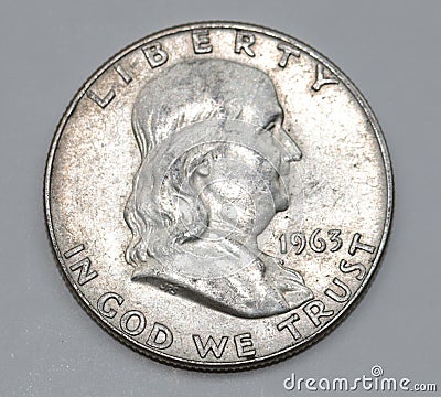 Benjamin Franklin American Half Dollar Editorial Stock Photo