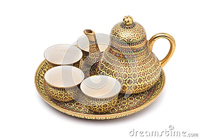 Benjarong porcelain tea set Stock Photo