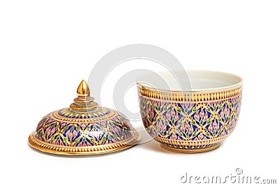 Benjarong porcelain on White background Stock Photo