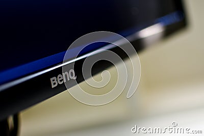 BenQ logo on a 2k monitor Editorial Stock Photo