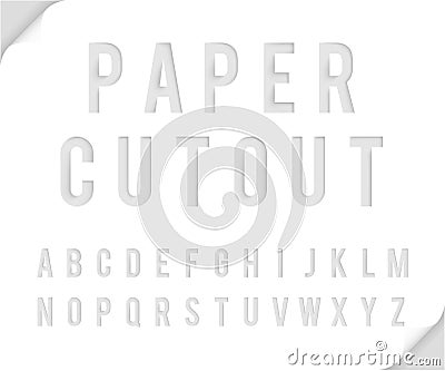 Bent paper cutout font template alphabet vector illustration Vector Illustration