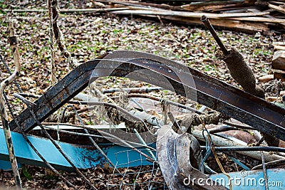 Bent steel I-beams Stock Photo