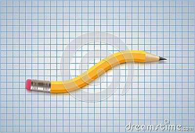 Bent yellow pencil Stock Photo