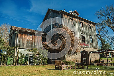 Charming old rural house made of wood and stone Editorial Stock Photo