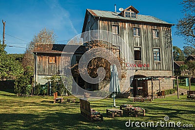 Charming old rural house made of wood and stone Editorial Stock Photo