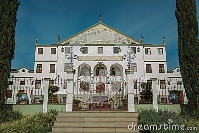 Entrance gate and garden at the Salton Winery Editorial Stock Photo