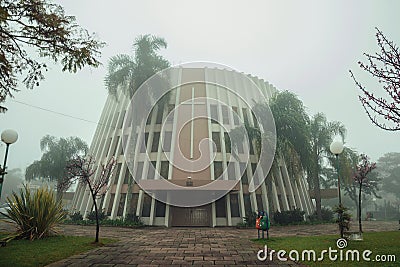 Modern church of Saint Benedicts in a foggy day Editorial Stock Photo