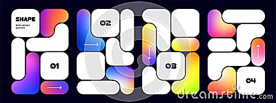 Bento Grid Pattern with Abstract Geometric Shapes. Vector Template Posters with Bubble Shapes and Gradient. Metaball Y2K Vector Illustration