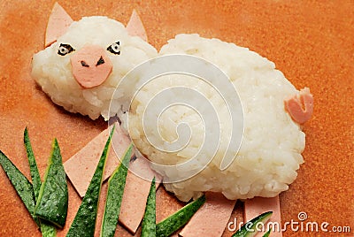 Bento lunch pig Stock Photo