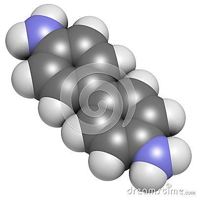 Benzidine 4,4â€™-diaminobiphenyl chemical. Highly carcinogenic. Used in production of dyes. Stock Photo