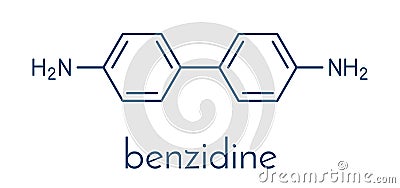 Benzidine 4,4â€™-diaminobiphenyl chemical. Highly carcinogenic. Used in production of dyes. Skeletal formula. Vector Illustration