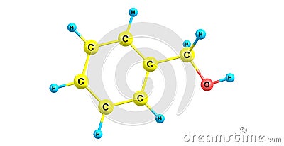 Benzyl alcohol molecular structure isolated on white Cartoon Illustration