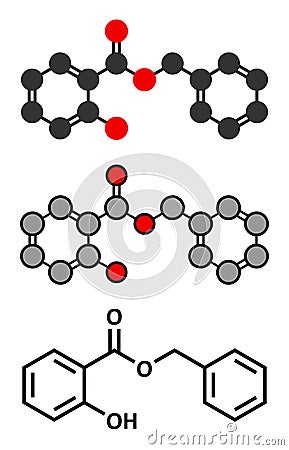 Benzyl salicylate (benzyl 4-hydroxybenzoate) molecule. Used in cosmetics and perfumes Vector Illustration