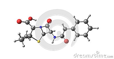 Benzylpenicillin molecular structure isolated on white Cartoon Illustration