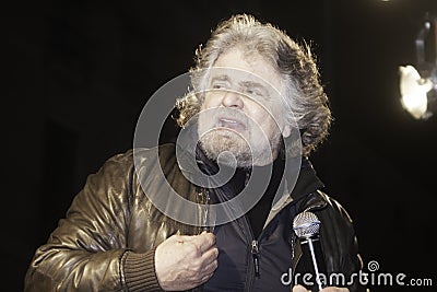 Beppe Grillo, during an election rally. Editorial Stock Photo