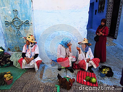 berber women talking in a morocco market Editorial Stock Photo