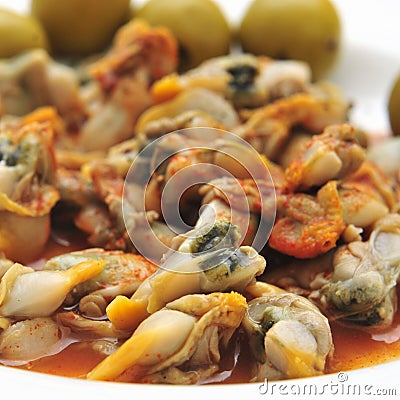 Berberechos, spanish cockles, served as appetizer Stock Photo