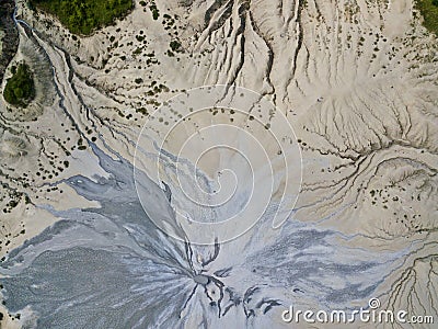 Berca Mud Volcano from drone aerial Stock Photo