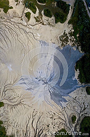 Berca Mud Volcano from drone aerial Romania Stock Photo