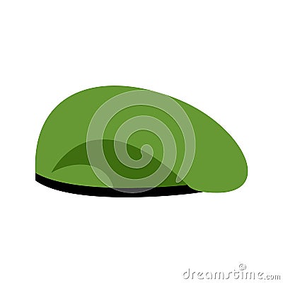 Beret military Green. Soldiers cap. army hat. War barret Vector Illustration