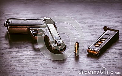Beretta pistol with bullet magazine Stock Photo