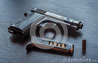 Beretta pistol with bullet magazine Stock Photo