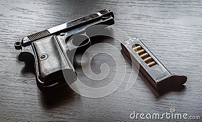 Beretta pistol with bullet magazine Stock Photo