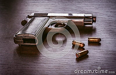 Beretta pistol with bullet magazine Stock Photo