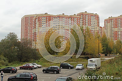 Ivanteevka City of Moscow Region. Berezhok street. Editorial Stock Photo