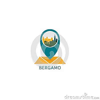 Bergamo city map pin point vector logo Vector Illustration