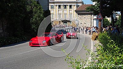 Bergamo, Italy. Historical Gran Prix. Parade of historic cars along the route of the Venetian walls that surround the old city Editorial Stock Photo