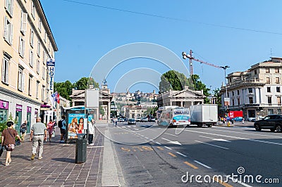 Viale Papa Giovanni XXIII street in Bergamo. Editorial Stock Photo