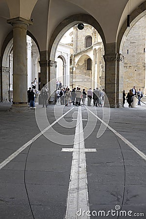 Bergamo, Palazzo della Ragione, Meridiana Editorial Stock Photo