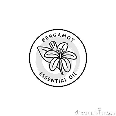 Bergamot Flower essential oil Icon in trendy linear style. Vector organic Bergamot badges of packaging design Vector Illustration
