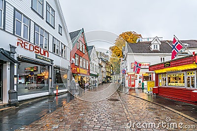 Bergen city centre in autumn Editorial Stock Photo