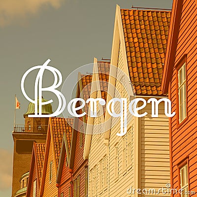 Bergen, Norway city name text card Stock Photo