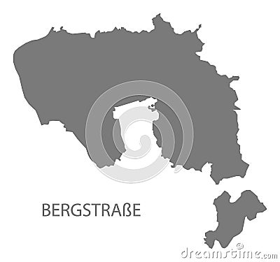 Bergstrasse grey county map of Hessen Germany Cartoon Illustration