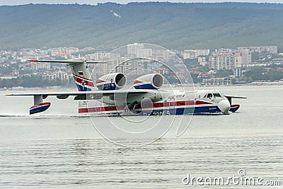 Beriev Be-200ES returns to base after demonstration Editorial Stock Photo