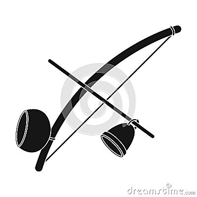 Berimbau icon in black style on white background. Brazil country symbol stock vector illustration. Vector Illustration