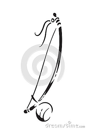 Berimbau. silhouette of capoeira musical Vector Illustration