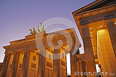 Berlin Brandenburg Gate at nig Stock Photo