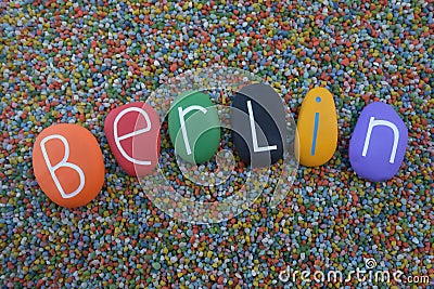 Berlin, capital of Germany, souvenir with multicolored stones Stock Photo