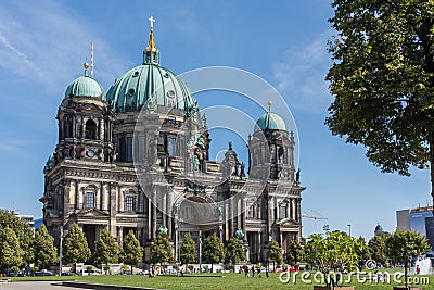 The Berlin Cathedral Berliner Dom and the Lustgarten Pleasure Garden. Berlin, Germany. Editorial Stock Photo