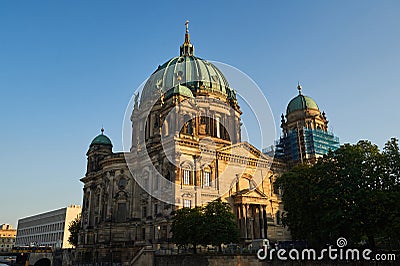 Berlin Cathedral or Berliner Dom and Museum Island or Museumsinsel near Spree River Editorial Stock Photo