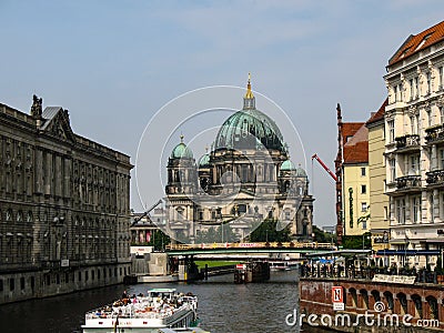 Berlin Cathedral, Berliner Dom over Spree river in Berlin, Germany Editorial Stock Photo