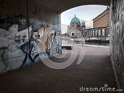 Berlin cathedral with graffiti Editorial Stock Photo