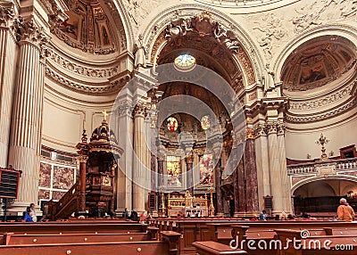 Inside view of the Berliner Dom Editorial Stock Photo