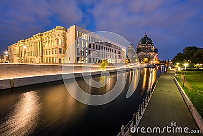 The Berlin Cathedral and the rebuilt City Palace at dawn Stock Photo