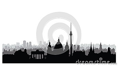 Berlin city buildings silhouette. German urban landscape. Berlin Stock Photo